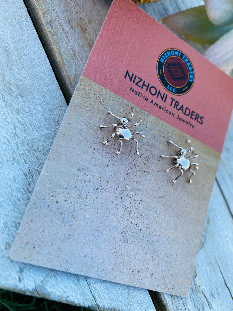 Desert Spider Stud Earrings NT jewelry NizhoniTradersLLC   