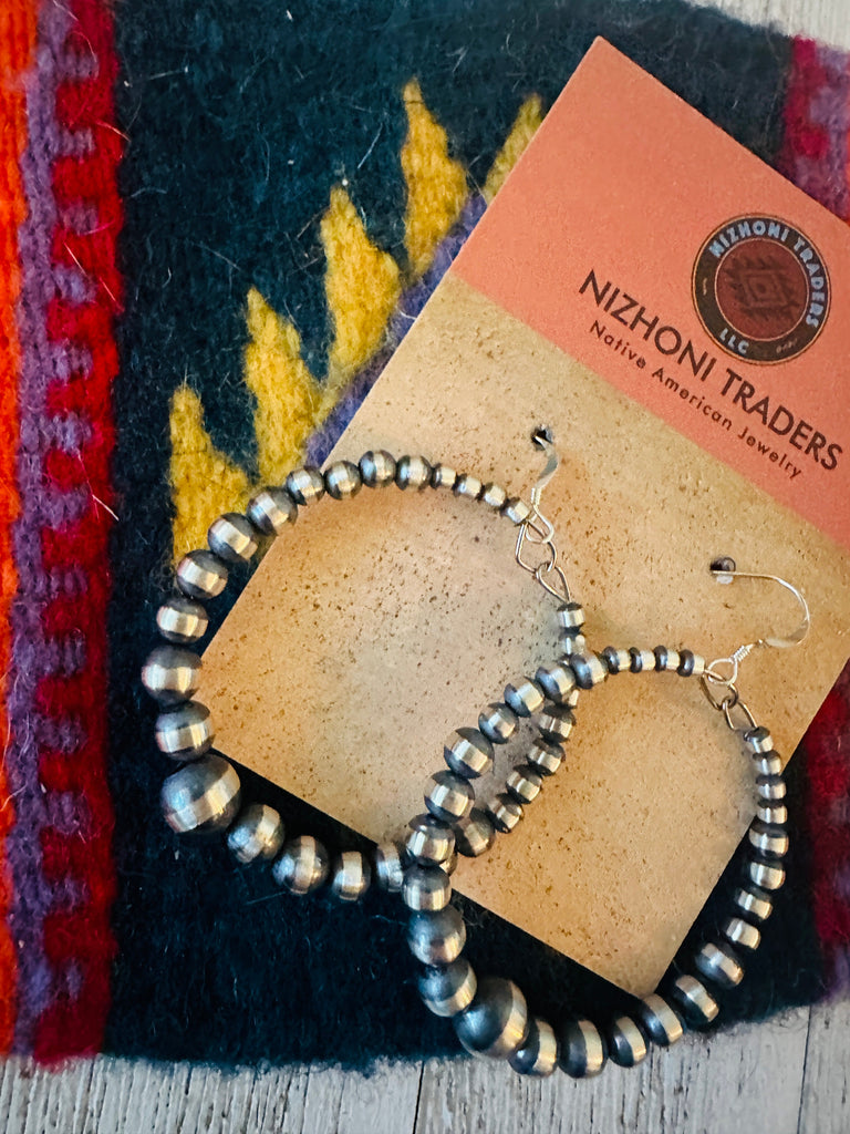 Infinite Pearl Dangle Hoop Earrings NT jewelry Nizhoni Traders LLC   