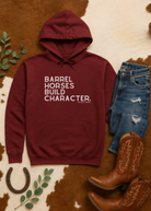 Barrel Horses Build Character Hoodie Graphic Hoodie The Cinchy Cowgirl