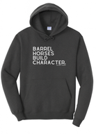 Barrel Horses Build Character Hoodie Graphic Hoodie The Cinchy Cowgirl Small Dark Heather Grey