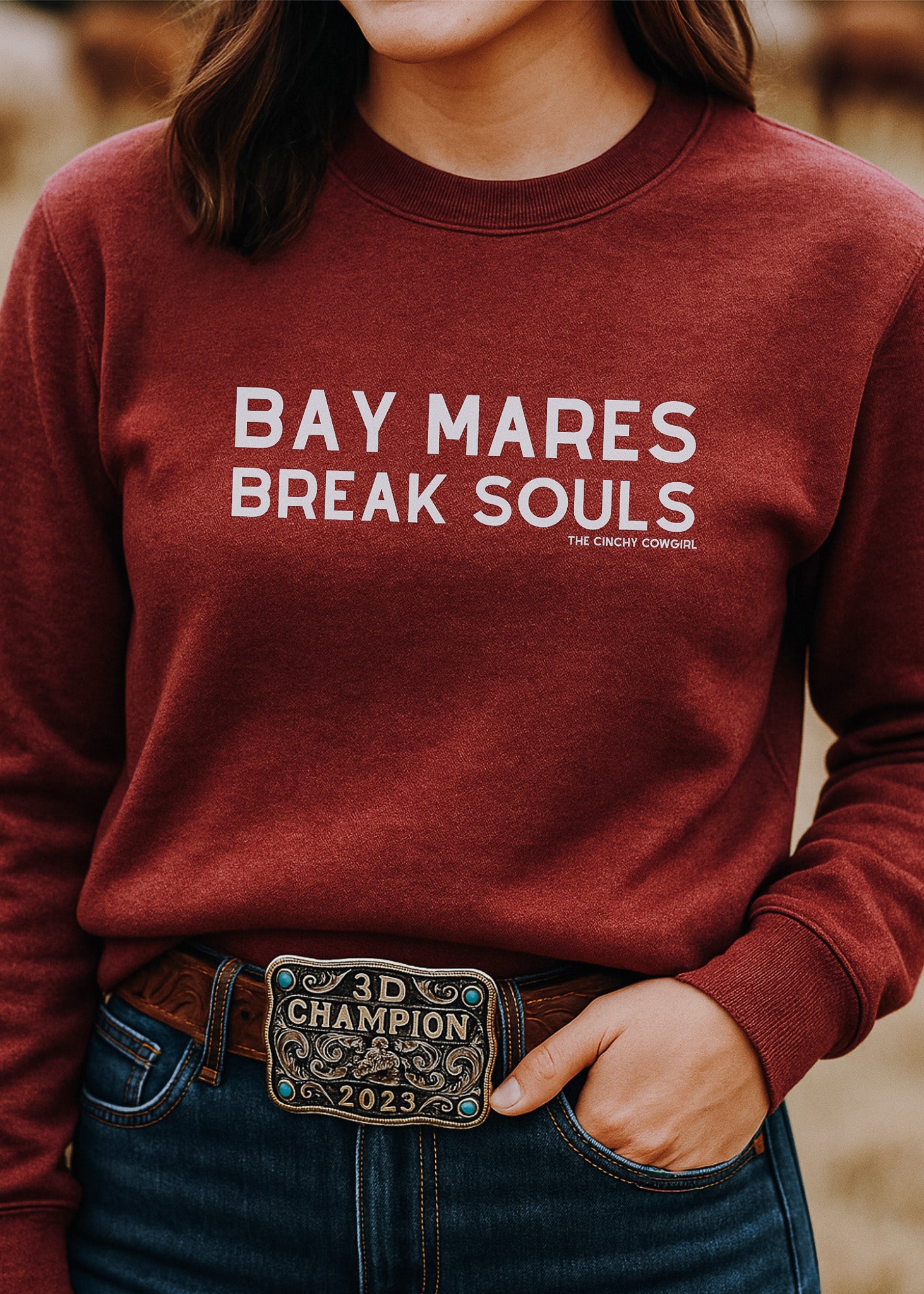 Bay Mares Break Souls Pullover Sweatshirt The Cinchy Cowgirl - Print