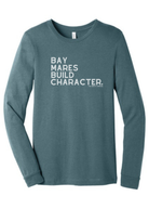 Bay Mares Build Character Long Sleeve Graphic Tee Long Sleeve Graphic Tee The Cinchy Cowgirl Heather Slate Small