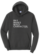 Bay Mares Build Character Hoodie Graphic Hoodie The Cinchy Cowgirl Small Dark Heather Grey
