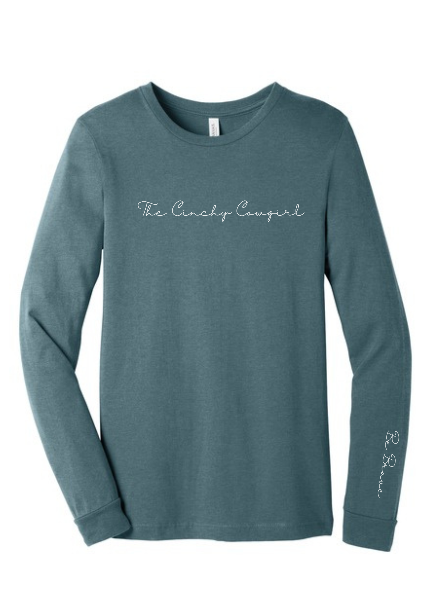 Be Brave Long Sleeve Graphic Tee graphic tee long sleeve The Cinchy Cowgirl Small Heather Slate
