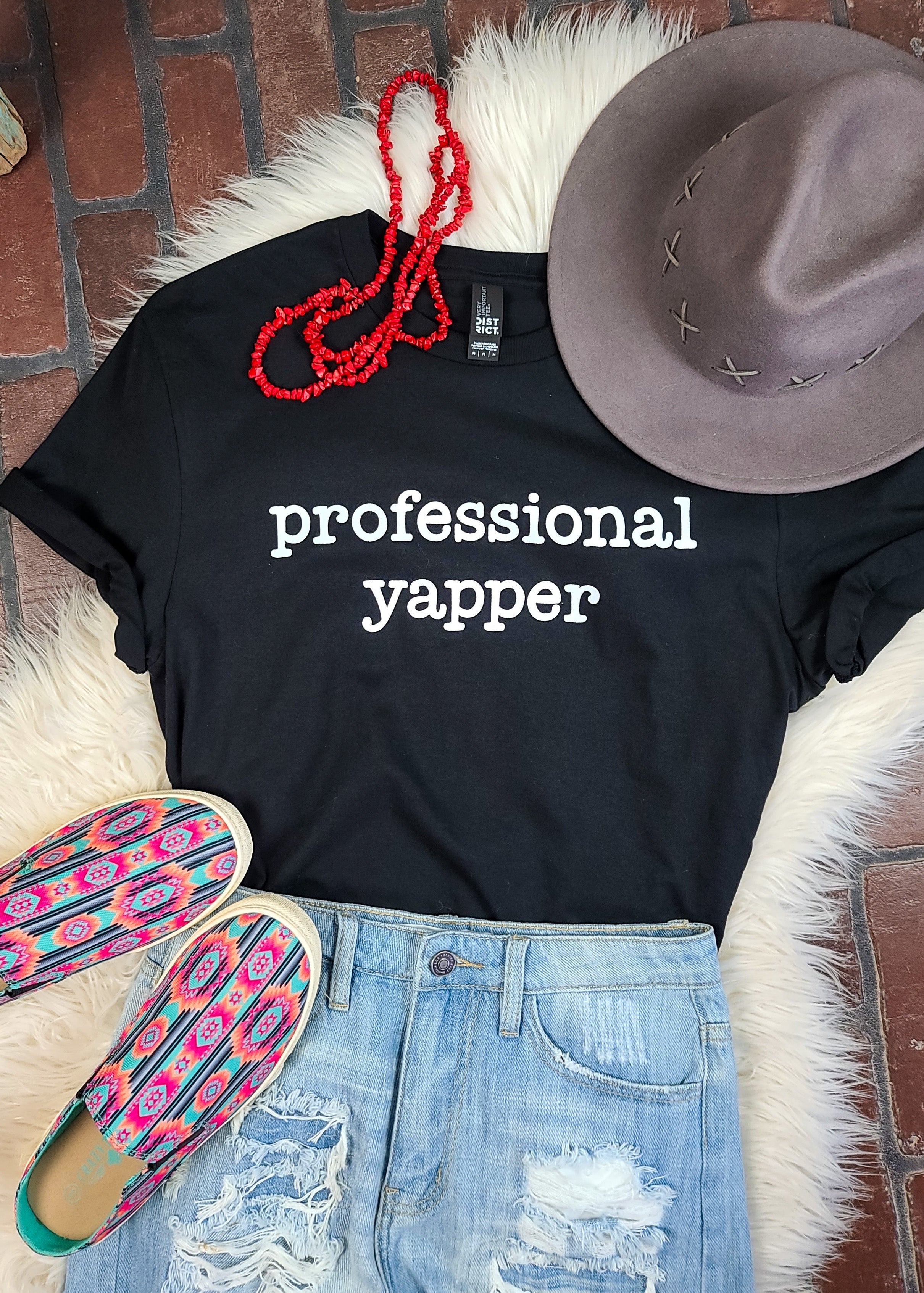 Black Professional Yapper Graphic Tee tcc graphic tee The Cinchy Cowgirl