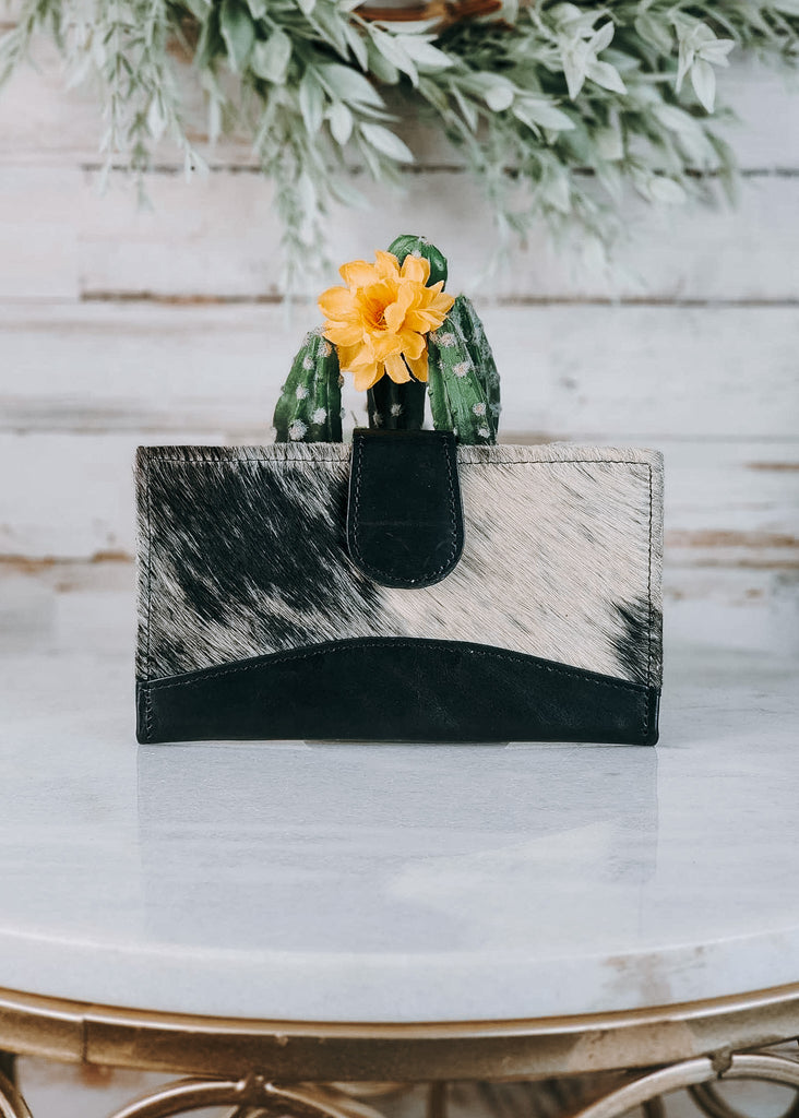 Black Rugged Leather & Cowhide Wallet Cowhide Wallet Sorrel South   