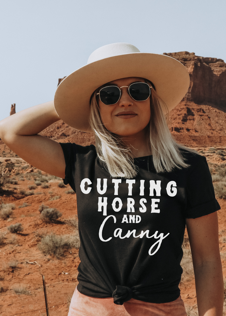 Cutting Horse & Canny Short Sleeve Tee Horse Riding Discipline Tee Printify   