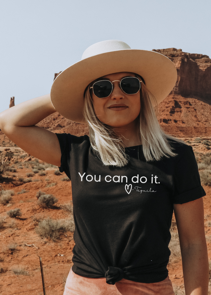 You Can Do It, Love Tequila Short Sleeve Tee tcc graphic tee Printify Black XS 