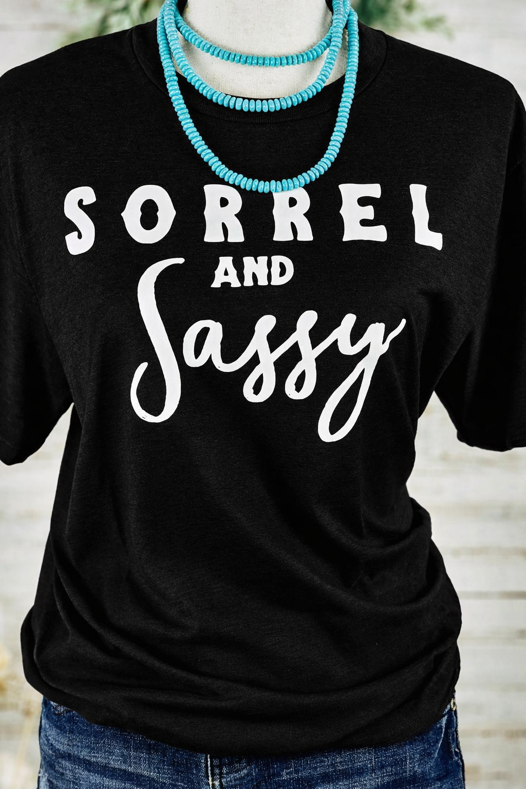 Black Sorrel & Sassy Short Sleeve Graphic Tee tcc graphic tee The Cinchy Cowgirl