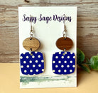 Blue and White Polka Dot Faux Leather Earrings earrings Sassy Sage