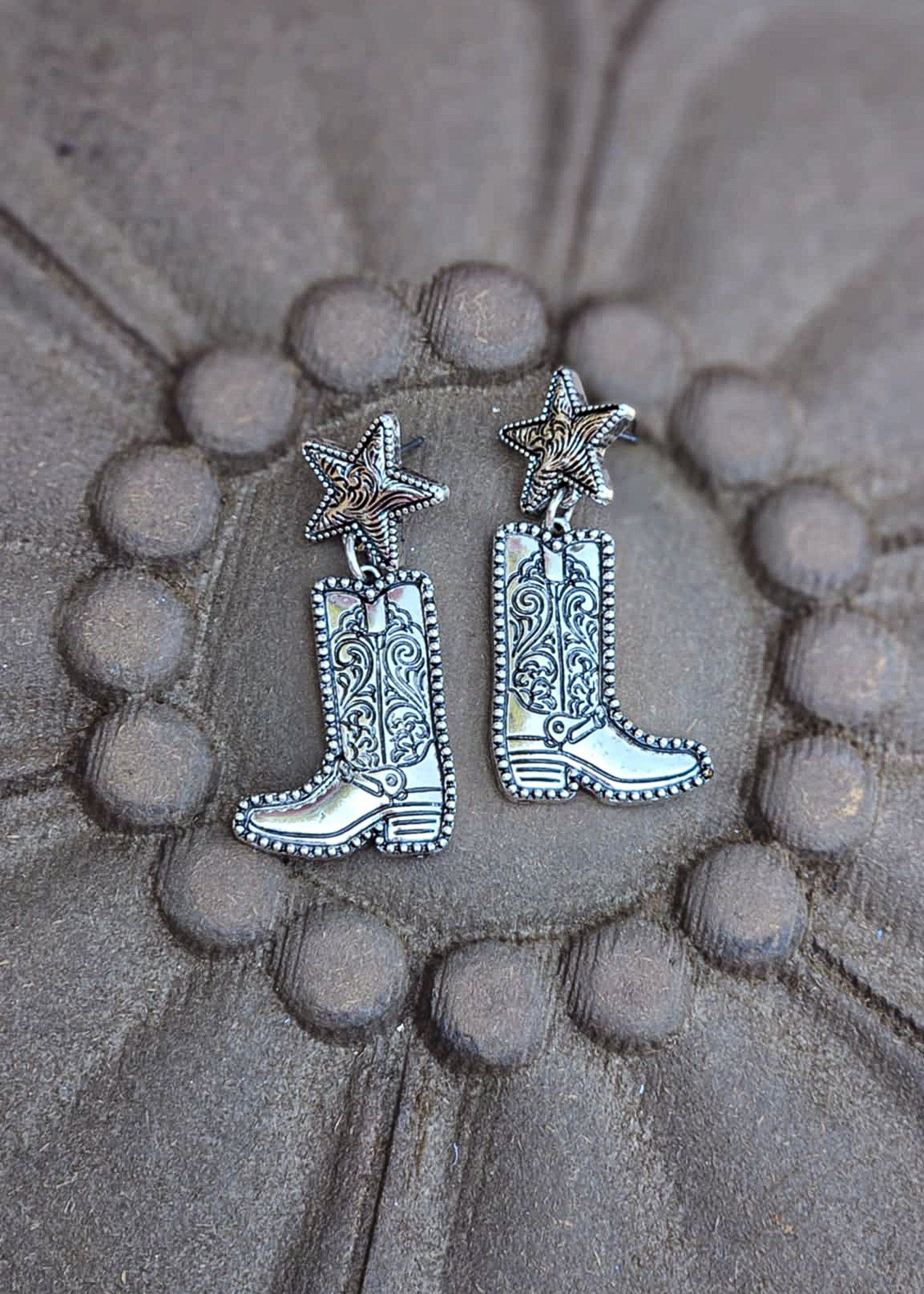 Boot Engraved Stud Earrings Earrings Blue Tortoise