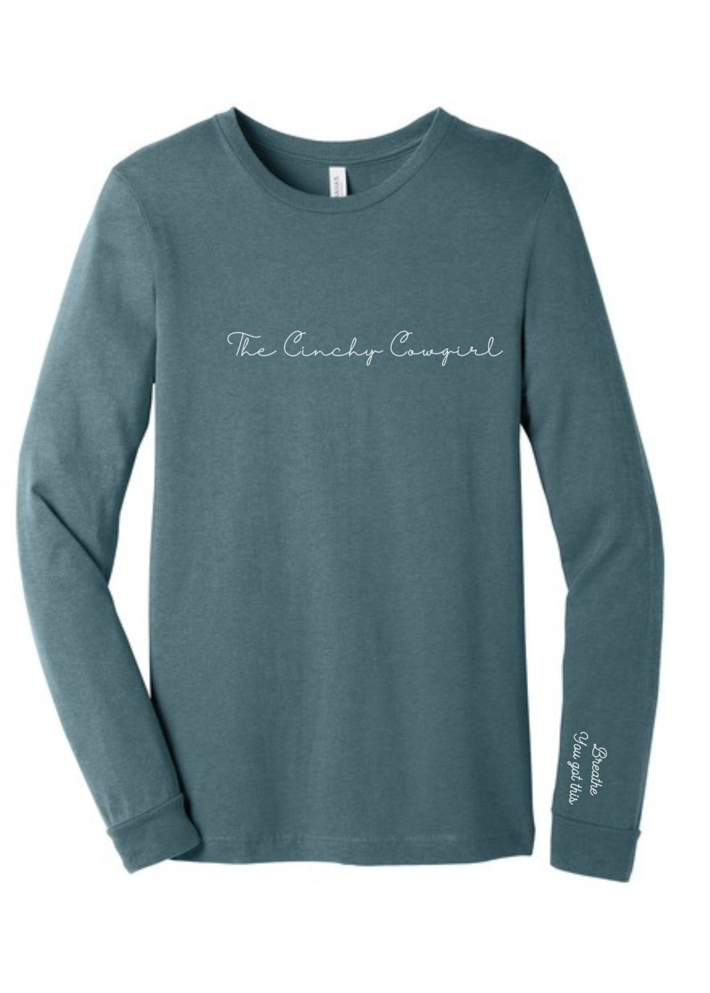 Breathe You Got This Long Sleeve Graphic Tee graphic tee long sleeve The Cinchy Cowgirl Small Heather Slate
