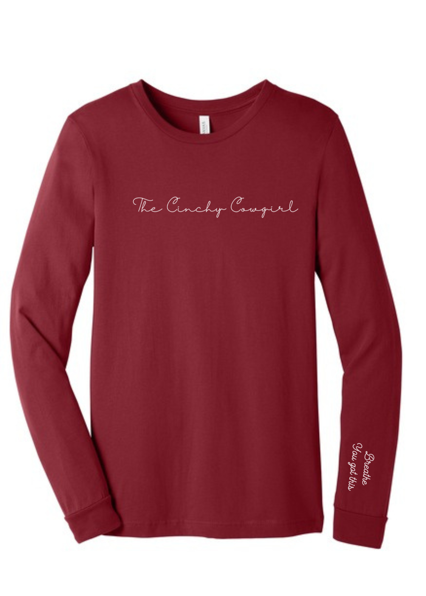 Breathe You Got This Long Sleeve Graphic Tee graphic tee long sleeve The Cinchy Cowgirl Small Heather Cardinal