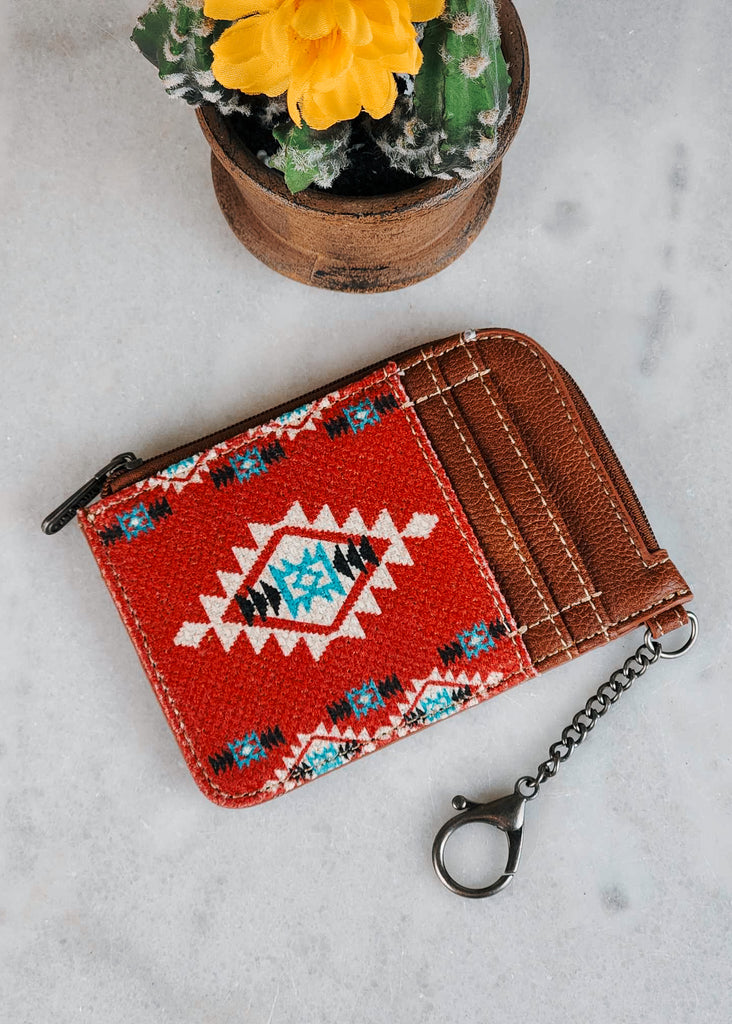 Burgundy Aztec Wrangler Zip Card Holder Wallet Card Holder Montana West   