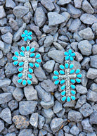 Burnished Silver and Turquoise Color Cross Stone Stud Earring Earrings Blue Tortoise