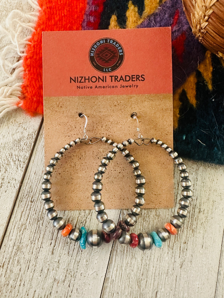 Southwestern Pearl Hoop Earrings NT jewelry Nizhoni Traders LLC   