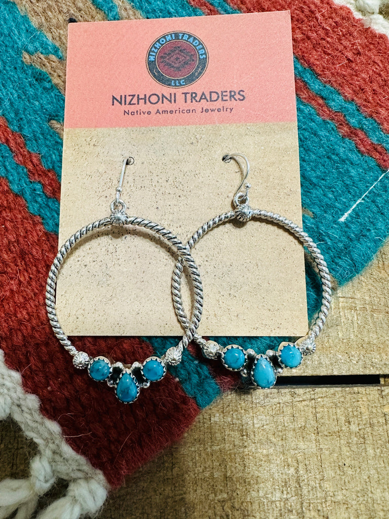 Desert Blues Dangle Hoop Earrings NT jewelry Nizhoni Traders LLC   