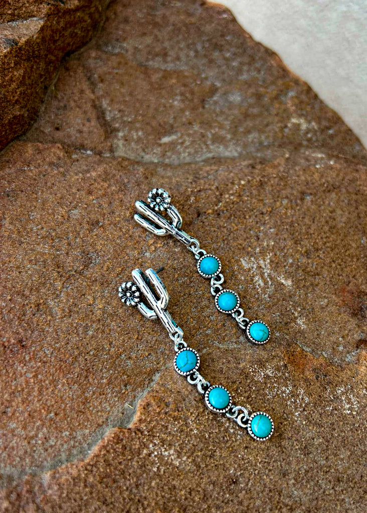 Cactus Drop Stud Earrings Earrings Blue Tortoise