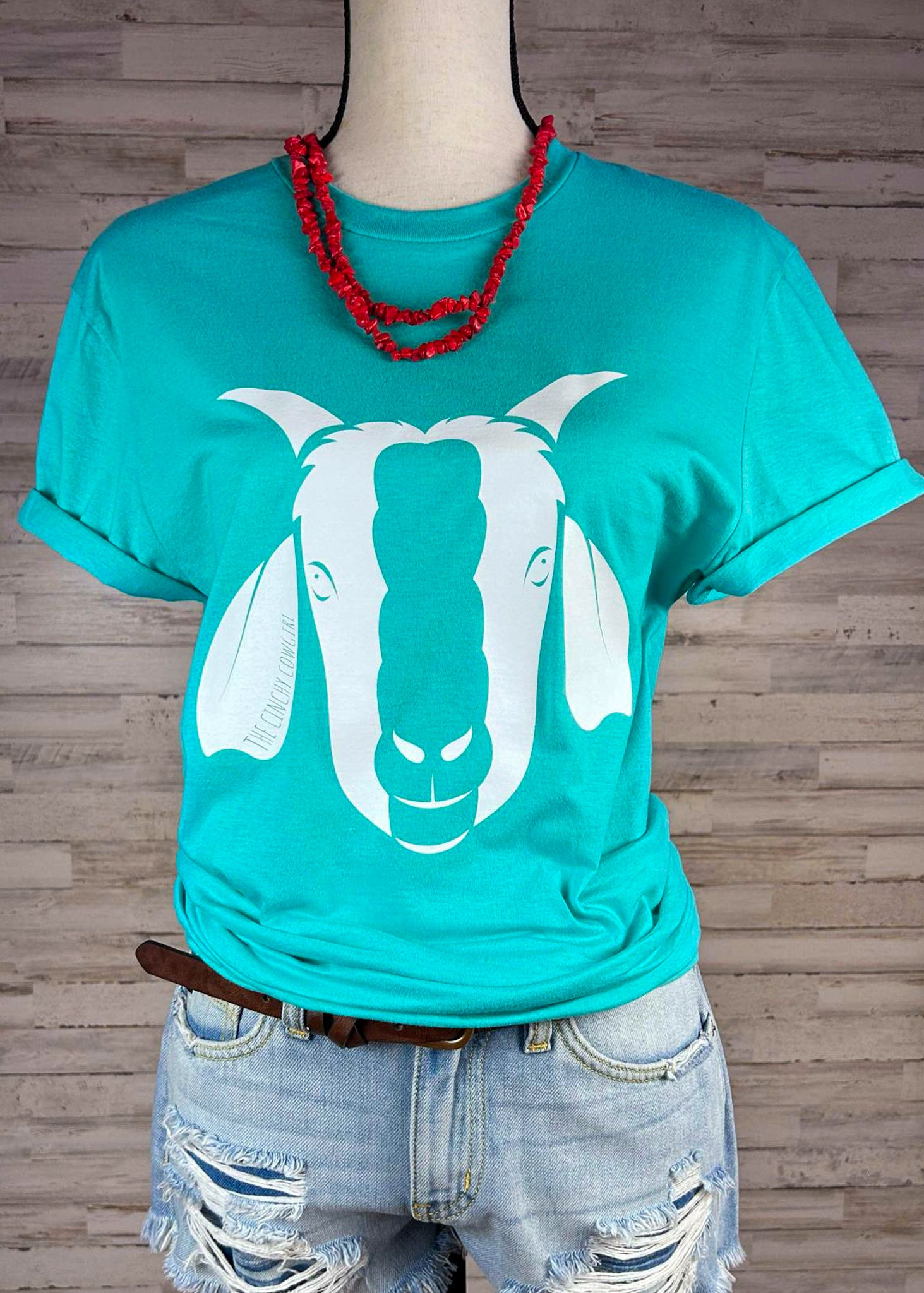 Teal Goat Short Sleeve Tee tcc graphic tee The Cinchy Cowgirl