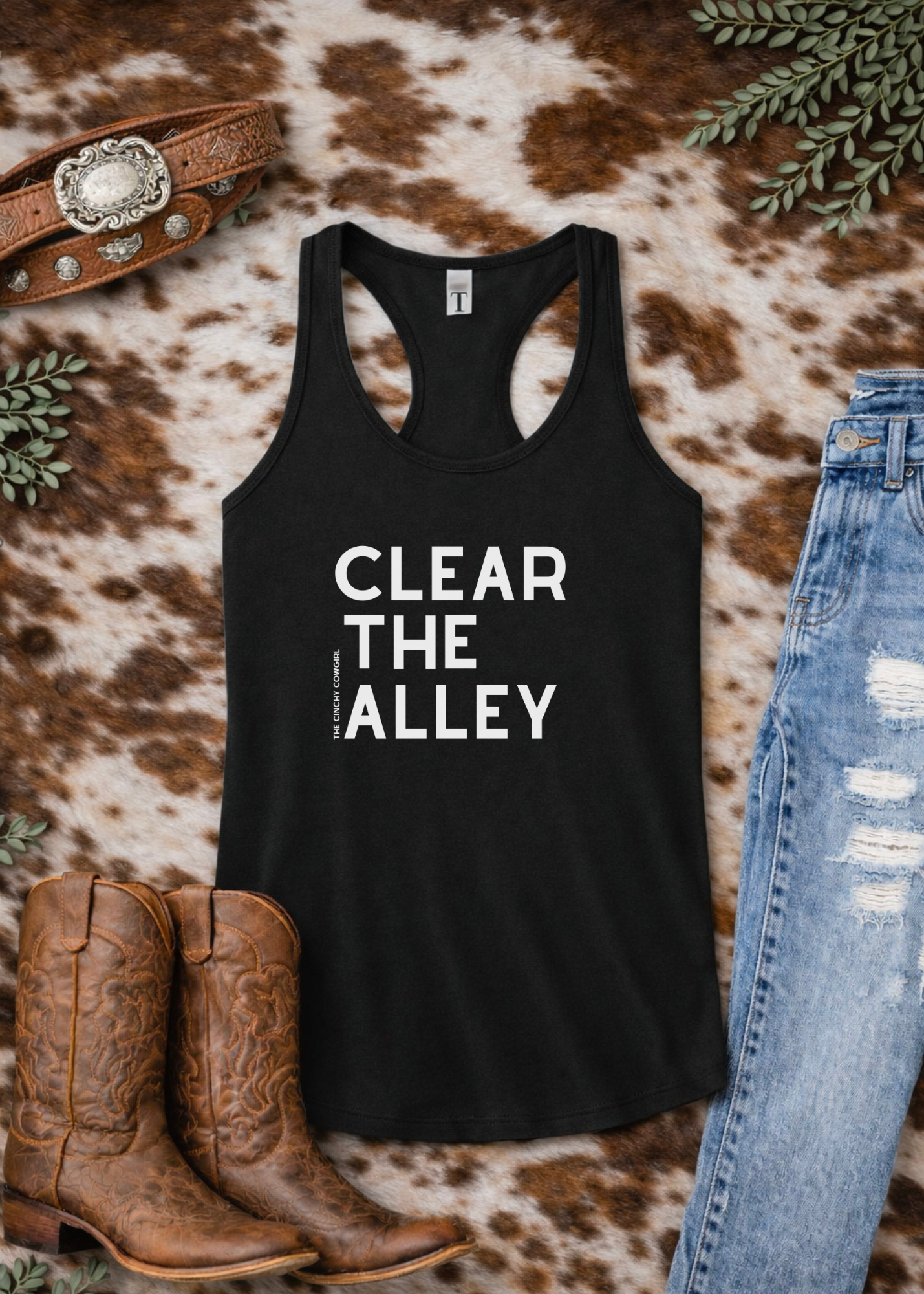 Clear The Alley Tank Top Tank Top The Cinchy Cowgirl - Print