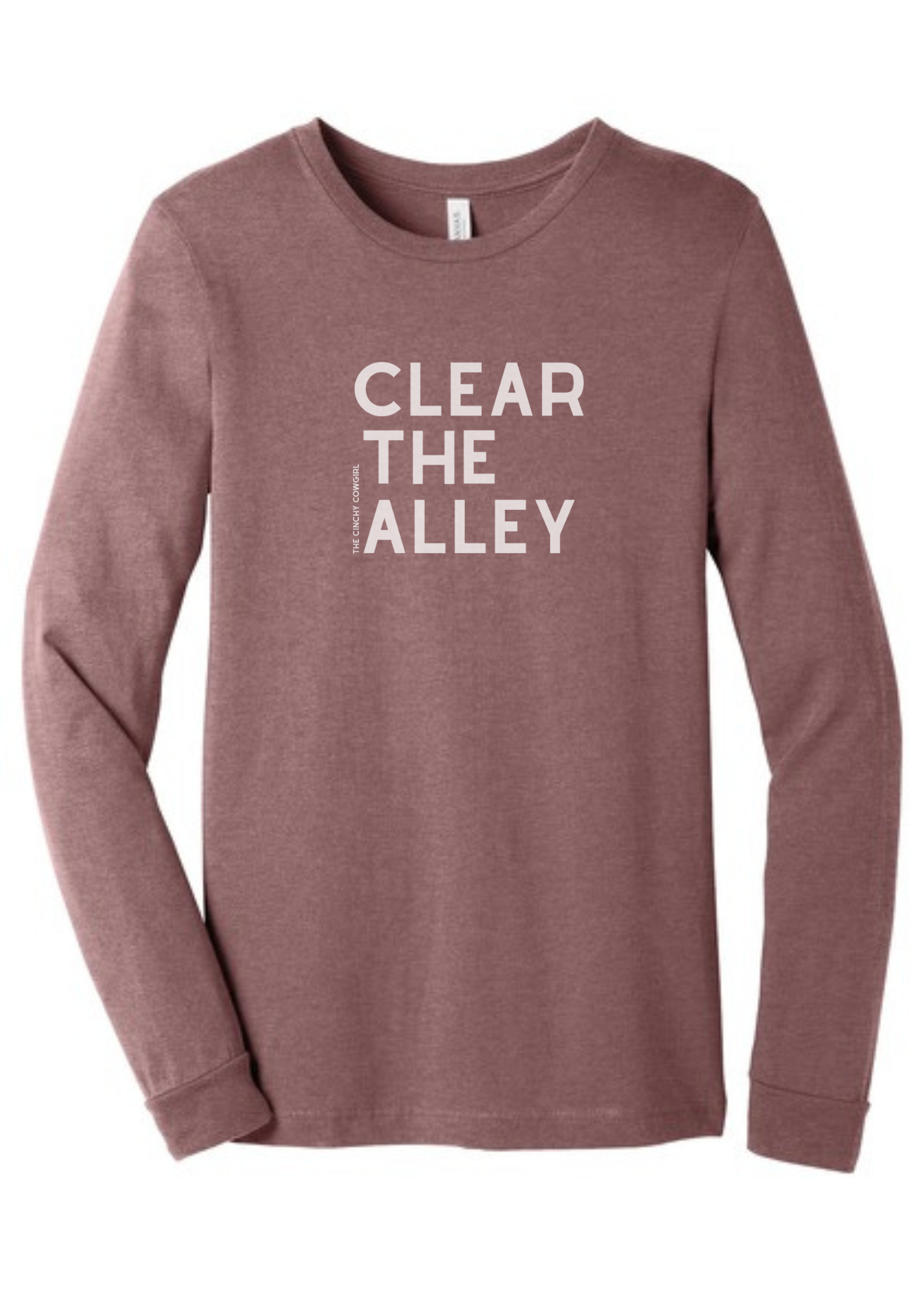 Clear The Alley Long Sleeve Graphic Tee Long Sleeve Graphic Tee The Cinchy Cowgirl Heather Mauve Small