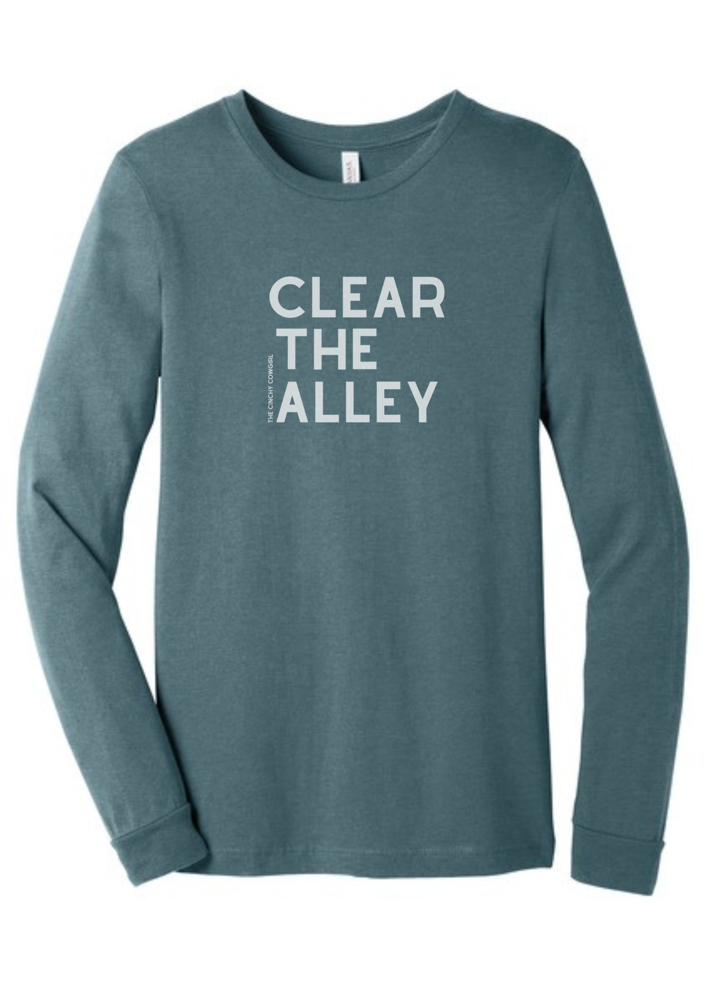 Clear The Alley Long Sleeve Graphic Tee Long Sleeve Graphic Tee The Cinchy Cowgirl Heather Slate Small