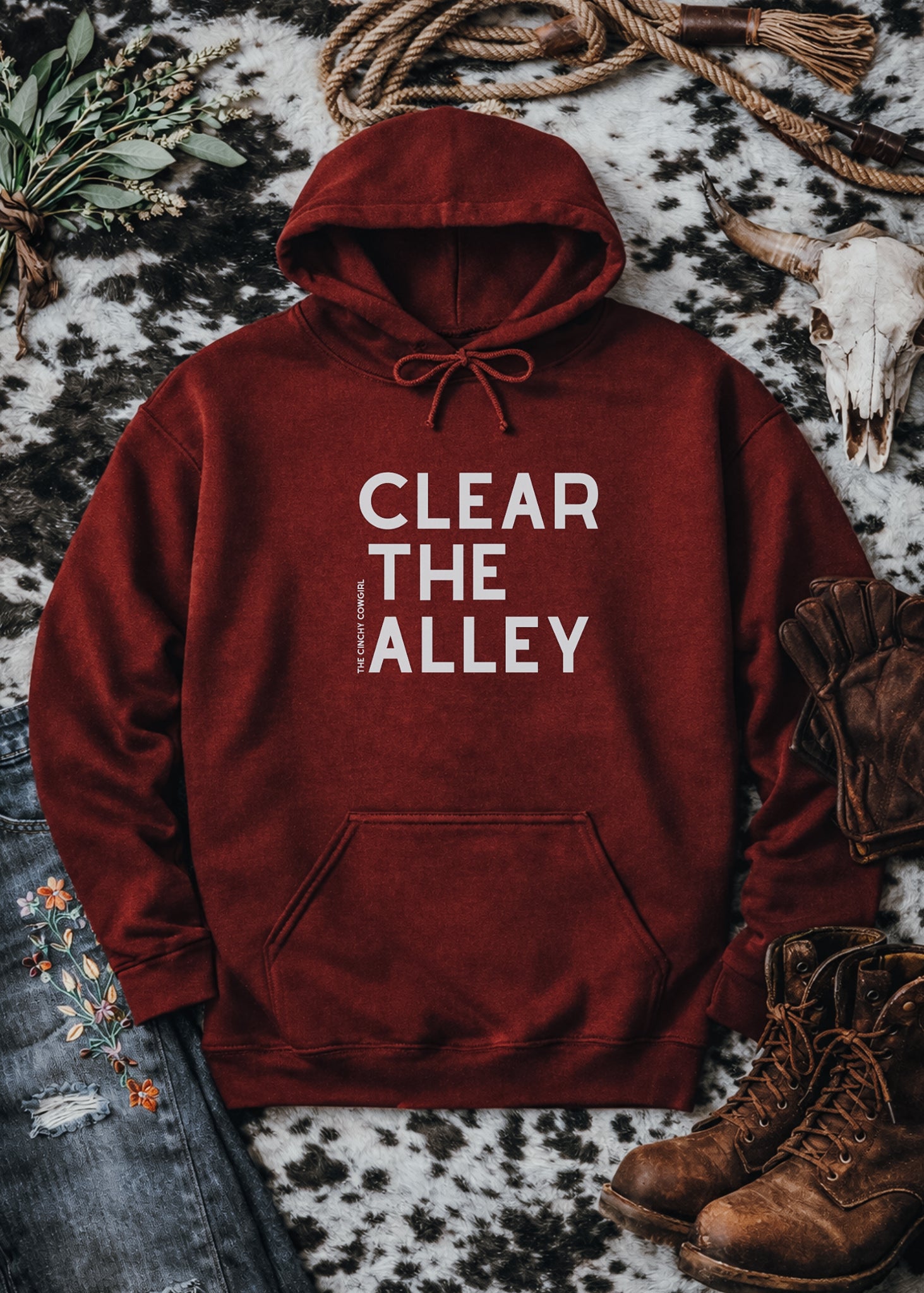 Clear The Alley Hoodie Graphic Hoodie The Cinchy Cowgirl - Print
