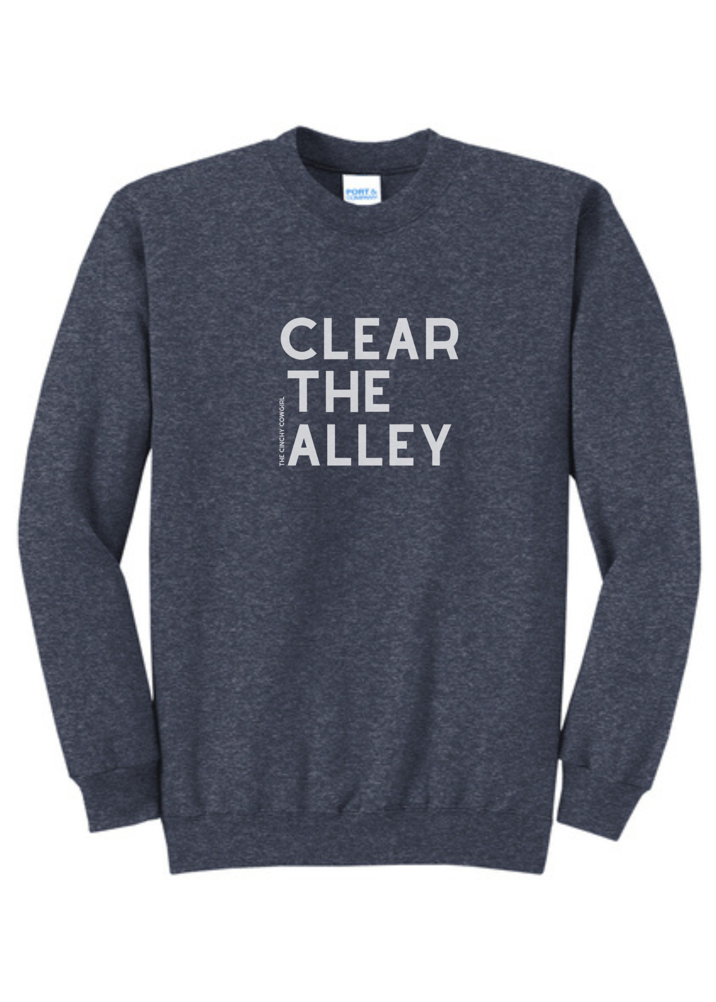 Clear The Alley Pullover Graphic Pullover The Cinchy Cowgirl Small Heather Navy