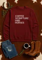 Coffee Scripture Horses Pullover Graphic Pullover The Cinchy Cowgirl