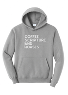 Coffee Scripture Horses Hoodie Graphic Hoodie The Cinchy Cowgirl Small Athletic Heather Grey