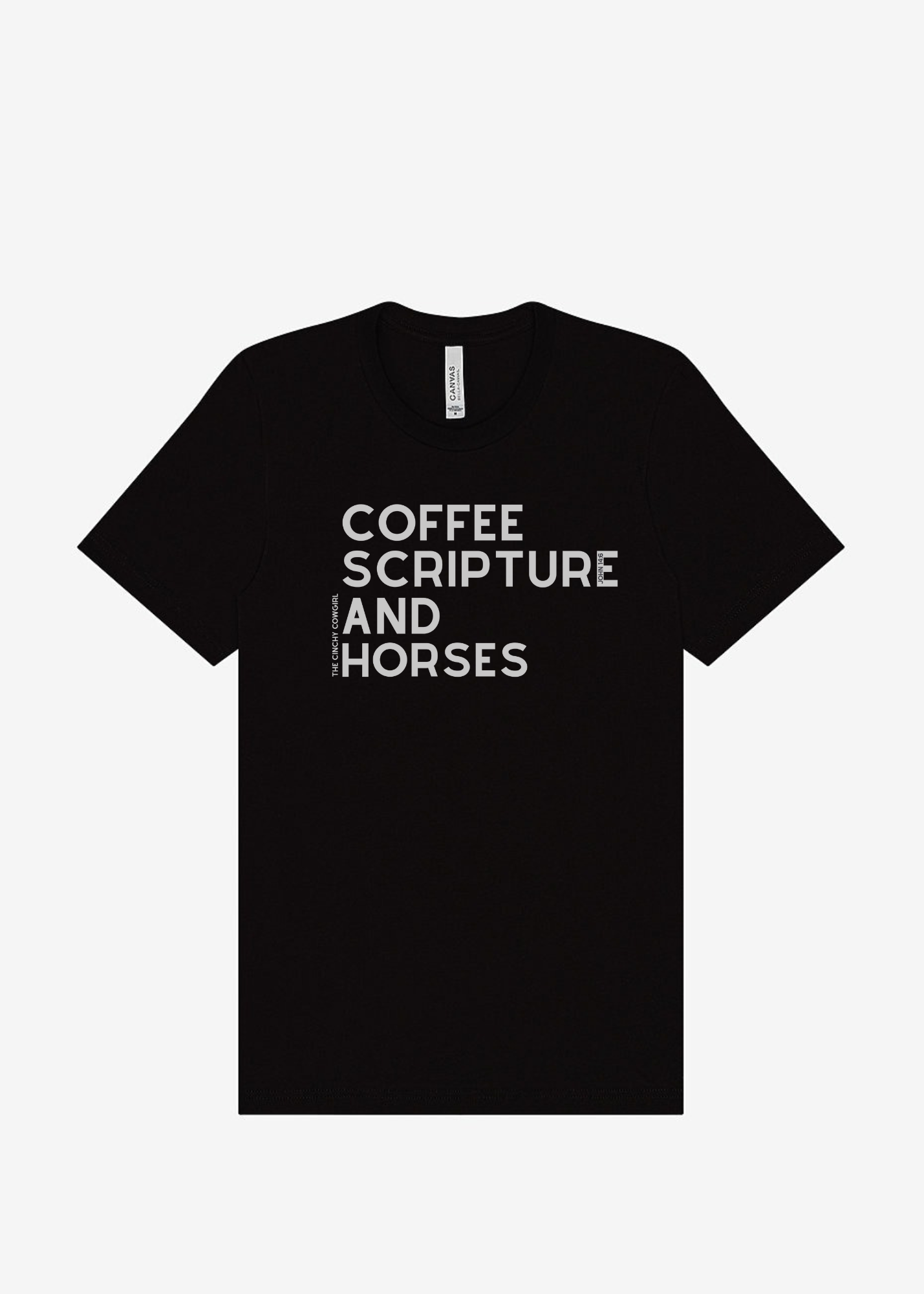 Coffee Scripture Horses Short Sleeve Graphic Tee Short Sleeve Graphic Tee The Cinchy Cowgirl Black Small
