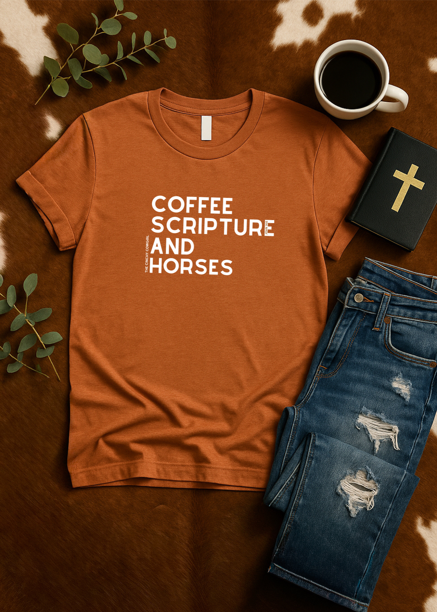 Coffee Scripture Horses Short Sleeve Graphic Tee Short Sleeve Graphic Tee The Cinchy Cowgirl