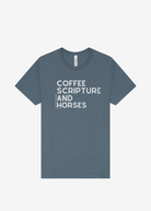 Coffee Scripture Horses Short Sleeve Graphic Tee Short Sleeve Graphic Tee The Cinchy Cowgirl Heather Slate Small