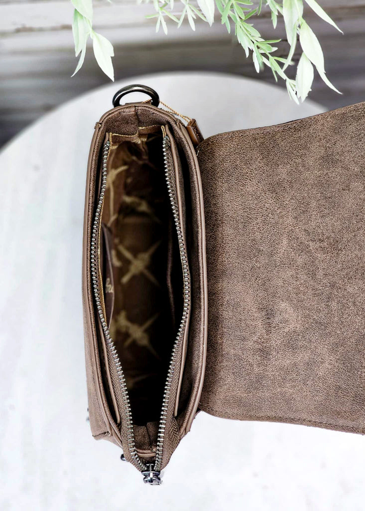 Coffee Tooled Western Saddle Handbag Crossbody Handbag Montana West