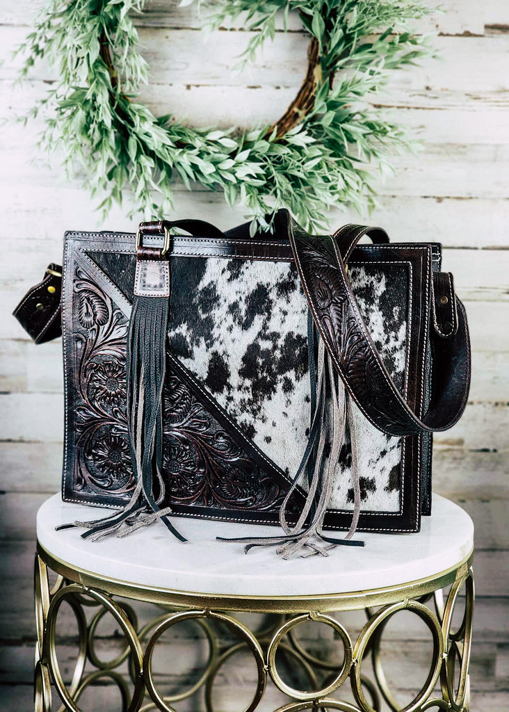 Concealed Carry Small Cowhide Tooled Leather Handbag Concealed Carry Handbag The Cinchy Cowgirl (VEN)   