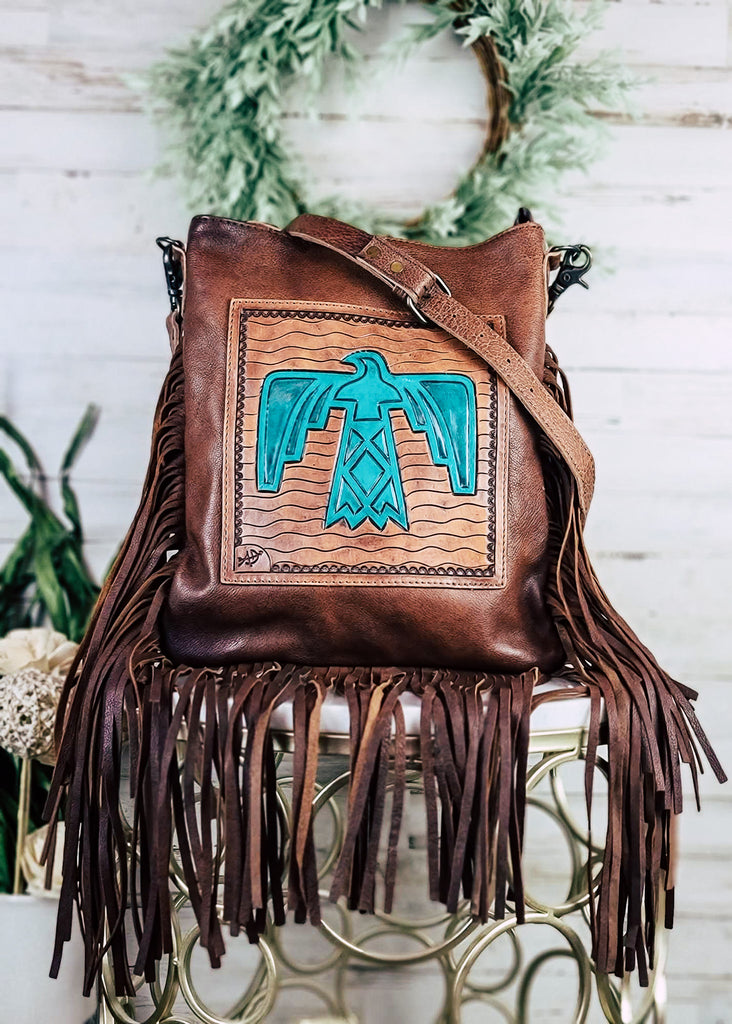 Concealed Carry Thunderbird Fringe Crossbody Handbag Concealed Carry Crossbody Handbag American Darling   