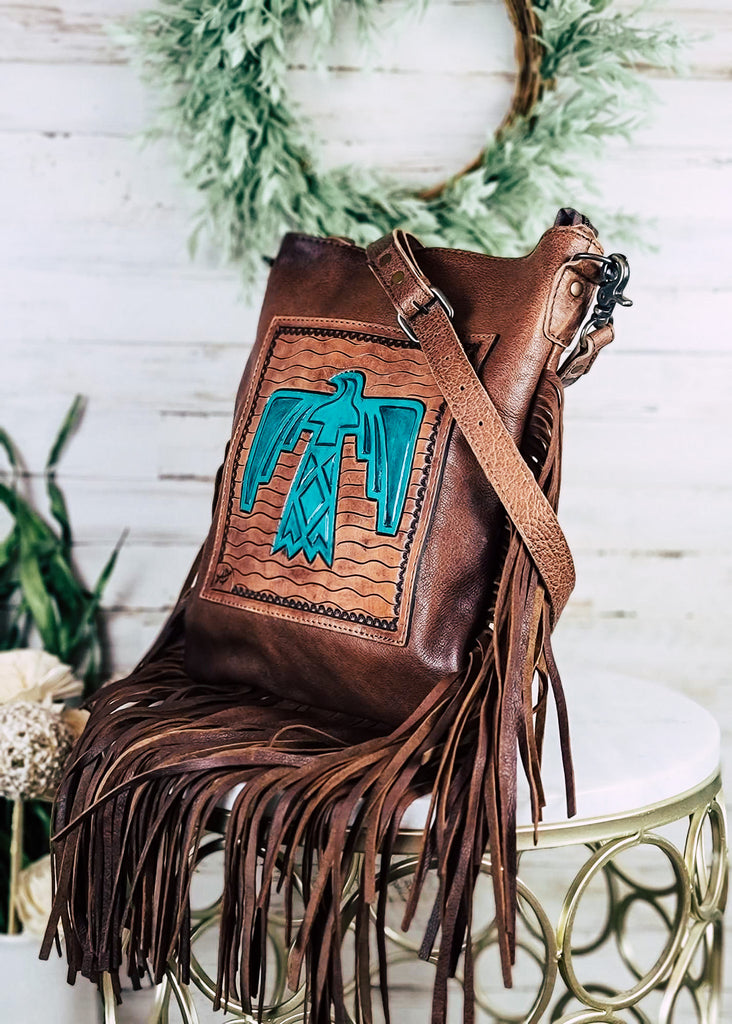 Concealed Carry Thunderbird Fringe Crossbody Handbag Concealed Carry Crossbody Handbag American Darling   