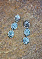 Concho Trio Drop Stud Earrings Earrings Blue Tortoise
