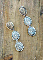 Concho Trio Drop Stud Earrings Earrings Blue Tortoise