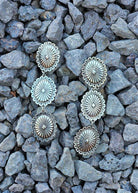 Concho Trio Drop Stud Earrings Earrings Blue Tortoise