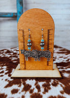 Western Cow Dangle Earring Earrings Blue Tortoise