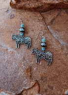 Western Cow Dangle Earring Earrings Blue Tortoise