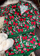 Cowboy Boots & Peppermint Spades Christmas Silky Shorts Pajamas silky pajamas - shorts The Cinchy Cowgirl (YC)