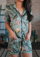 Cowgirl Bosal Silky Pajamas - Shorts silky pajamas - shorts The Cinchy Cowgirl (YC) S
