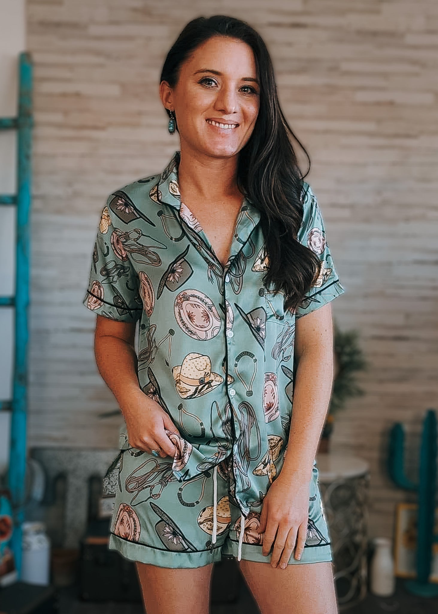 Cowgirl Bosal Silky Pajamas - Shorts silky pajamas - shorts The Cinchy Cowgirl (YC)