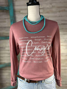 Heather Mauve Cowgirl. Long Sleeve Graphic Tee tcc graphic tee The Cinchy Cowgirl