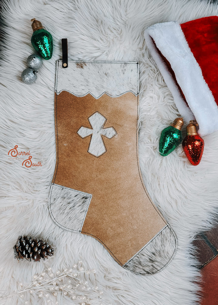 Cowhide Cross Large Stocking Stocking Sorrel South   