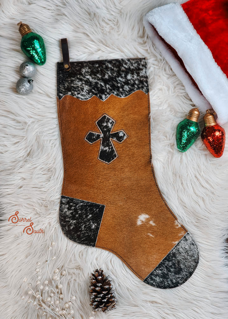 Cowhide Cross Large Stocking Stocking Sorrel South   