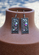 Cross Rectangle Bar Dangle Earrings Earrings Blue Tortoise