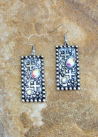 Cross Rectangle Bar Dangle Earrings Earrings Blue Tortoise